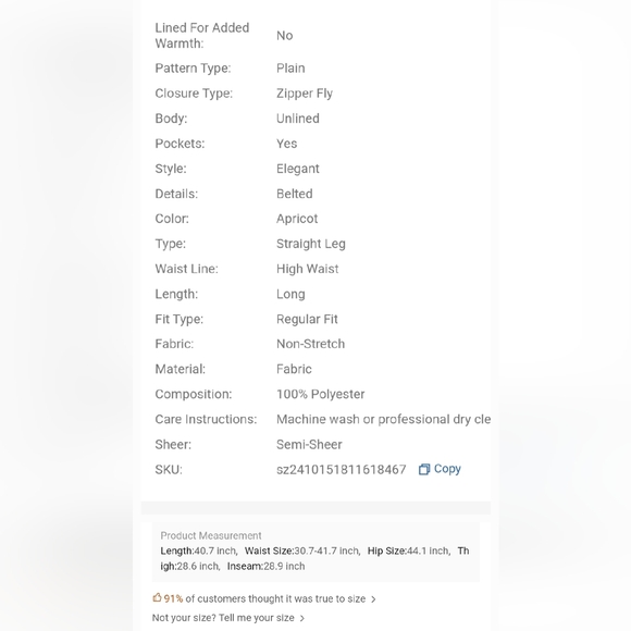 Elegant Cream High-Waisted Pants - Picture 3 of 3